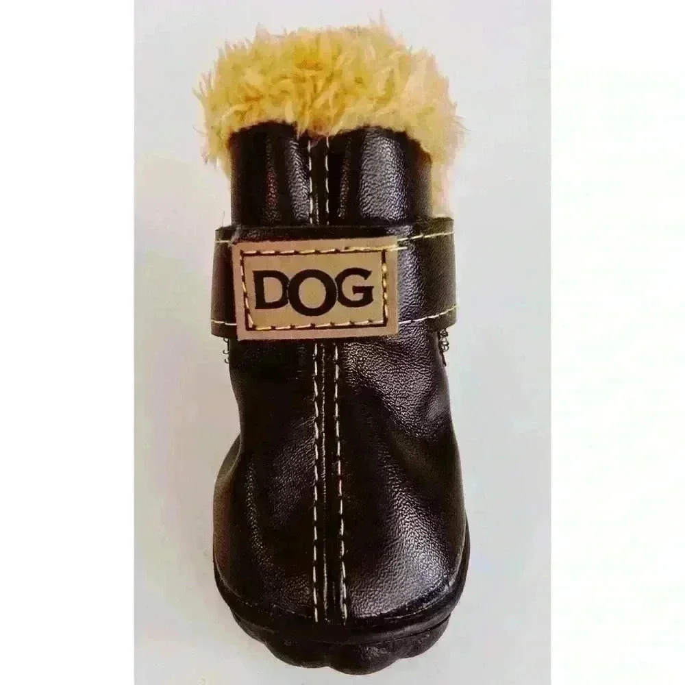 Brand New Small Dog Boots in Dark Brown with Light  Brown Faux Fur